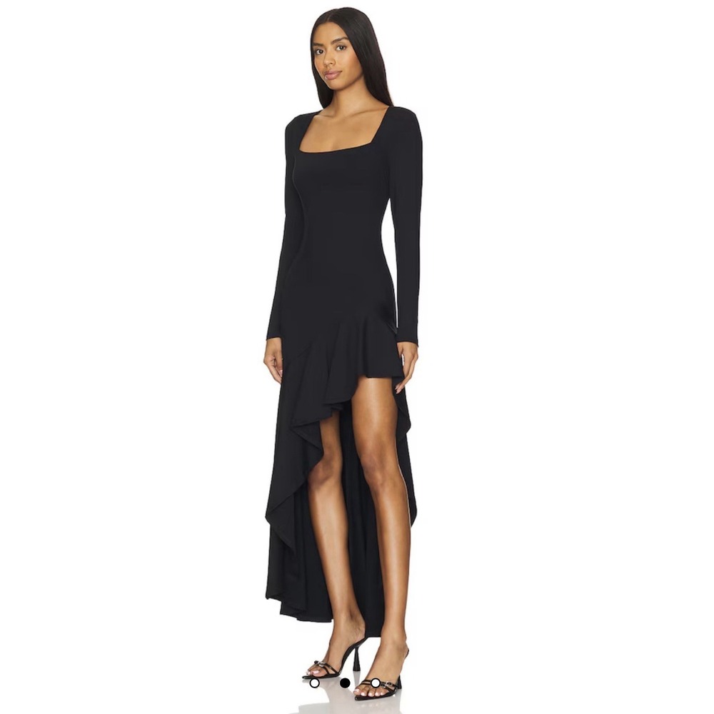 SUSANA MONACO Slimming Bodycon High Low Dress Size Small NWT Black Square Neck - Picture 11 of 12
